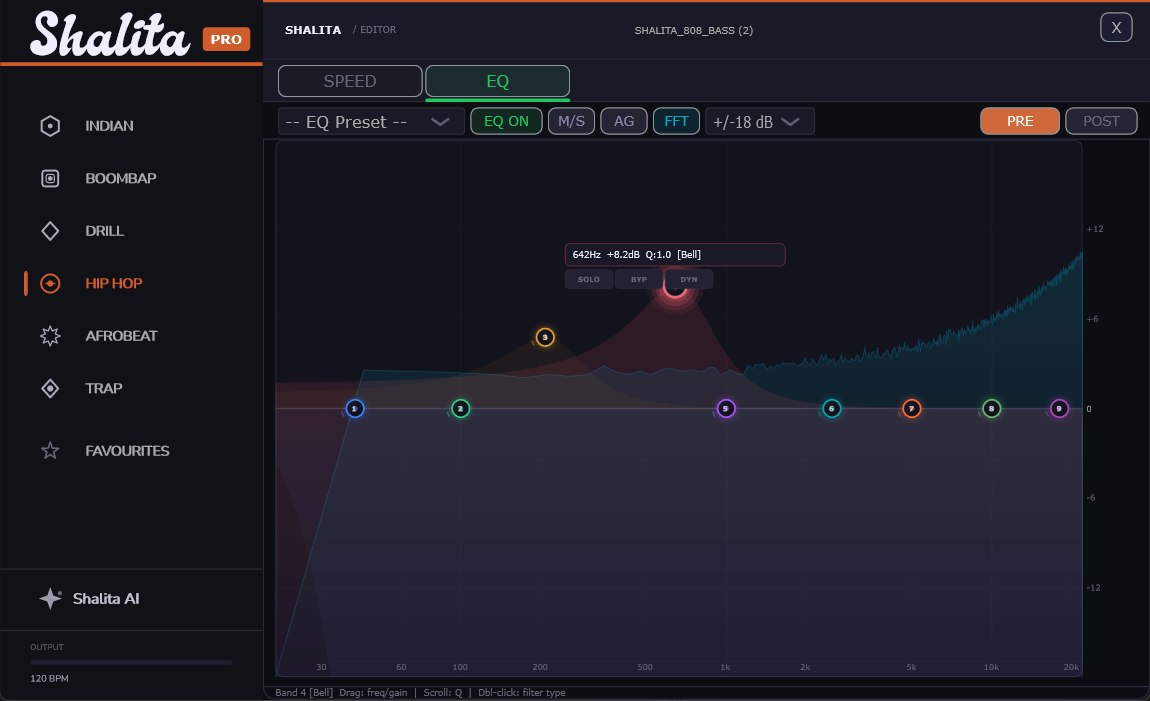 Shalita AI plugin EQ editor